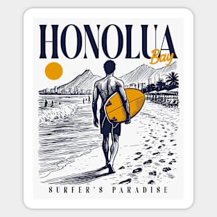 Vintage Surfing Honolua Bay, Hawaii // Retro Surfer Sketch // Surfer's Paradise Sticker